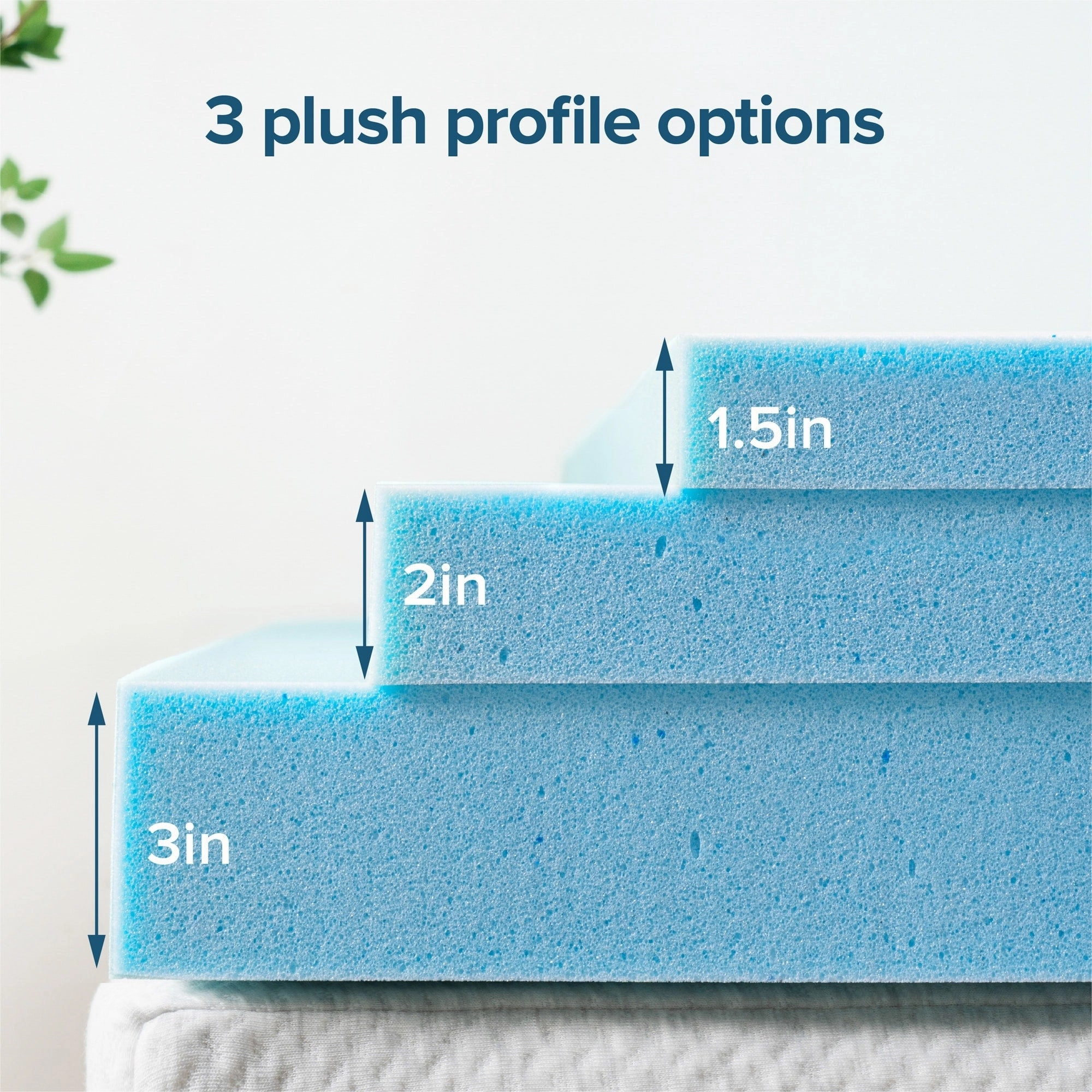 Priage by ZINUS 2 Inch Green Tea Cooling Gel Memory Foam Mattress Topper - Blue