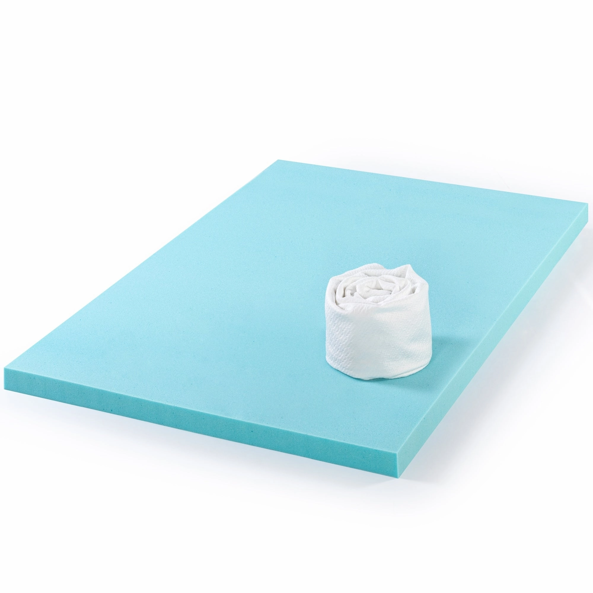 Priage by ZINUS 2 Inch Ultra Cooling Gel Memory Foam Mattress Topper with Cooling Cover - White