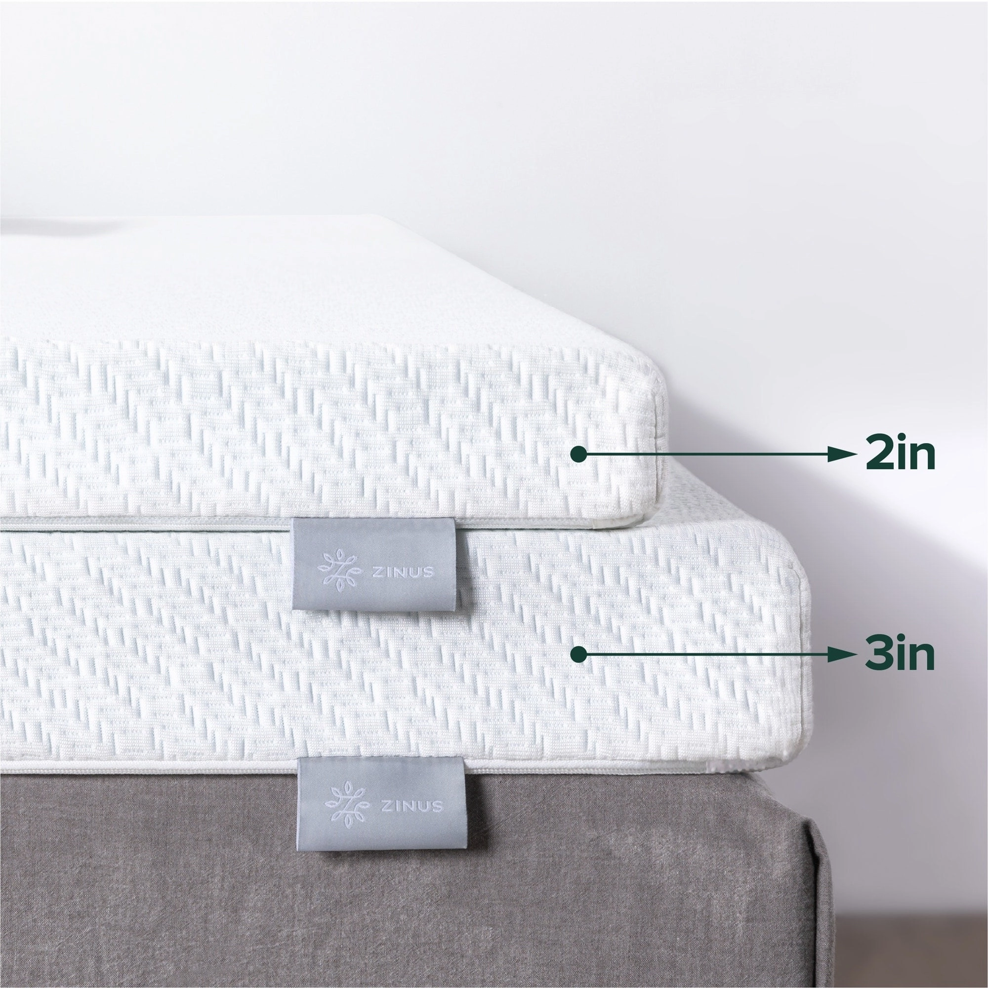 Priage by ZINUS 2 Inch Ultra Cooling Gel Memory Foam Mattress Topper with Cooling Cover - White