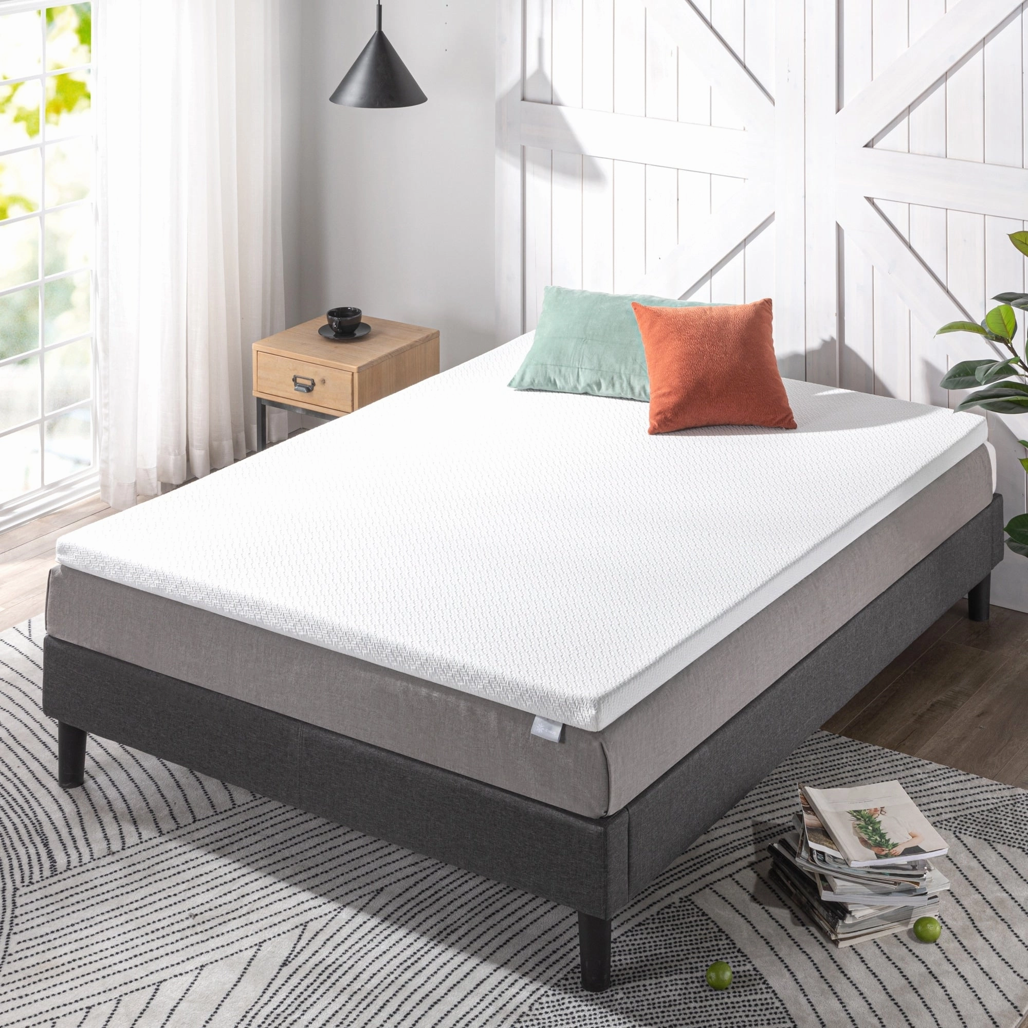 Priage by ZINUS 2 Inch Ultra Cooling Gel Memory Foam Mattress Topper with Cooling Cover - White mattress pads,mattress topper,bed protection
