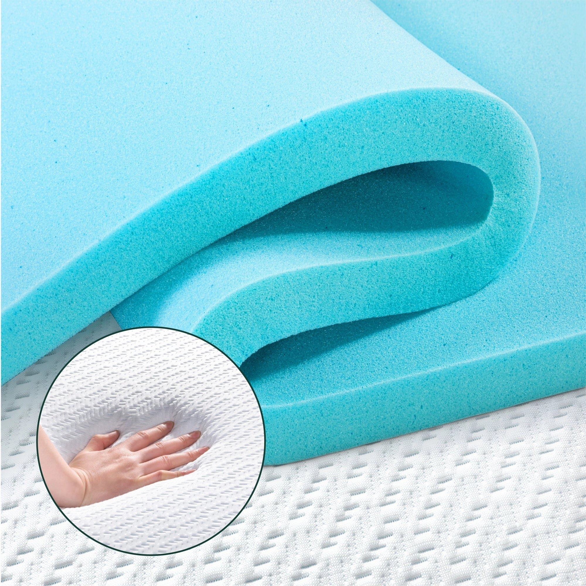 Priage by ZINUS 2 Inch Ultra Cooling Gel Memory Foam Mattress Topper with Cooling Cover - White