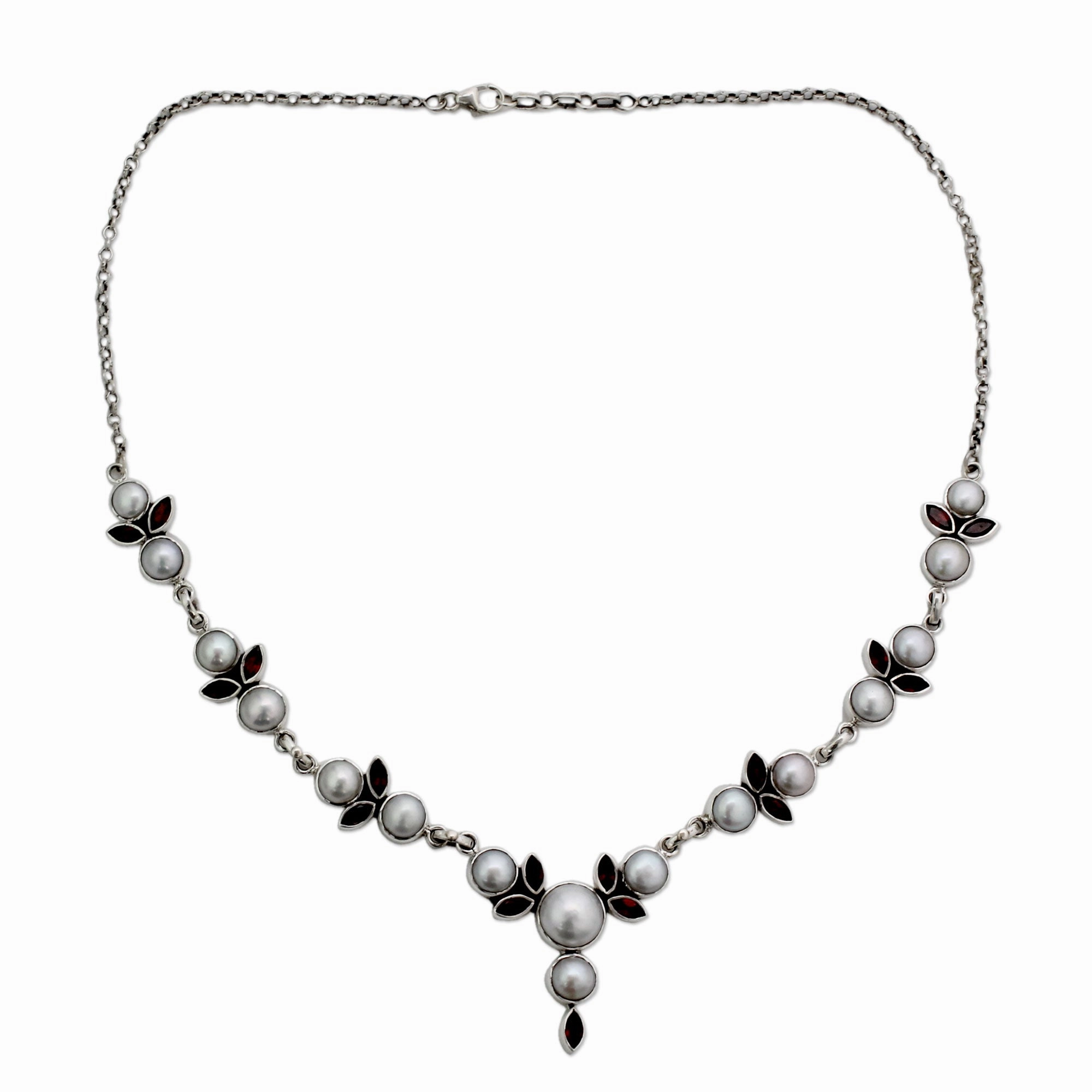 Princess of Mumbai Pearl and Garnet Necklace