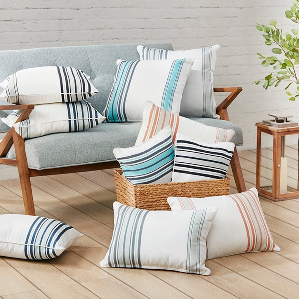 Printed Stripe 3M Scotchgard Outdoor Oblong Pillow - Black