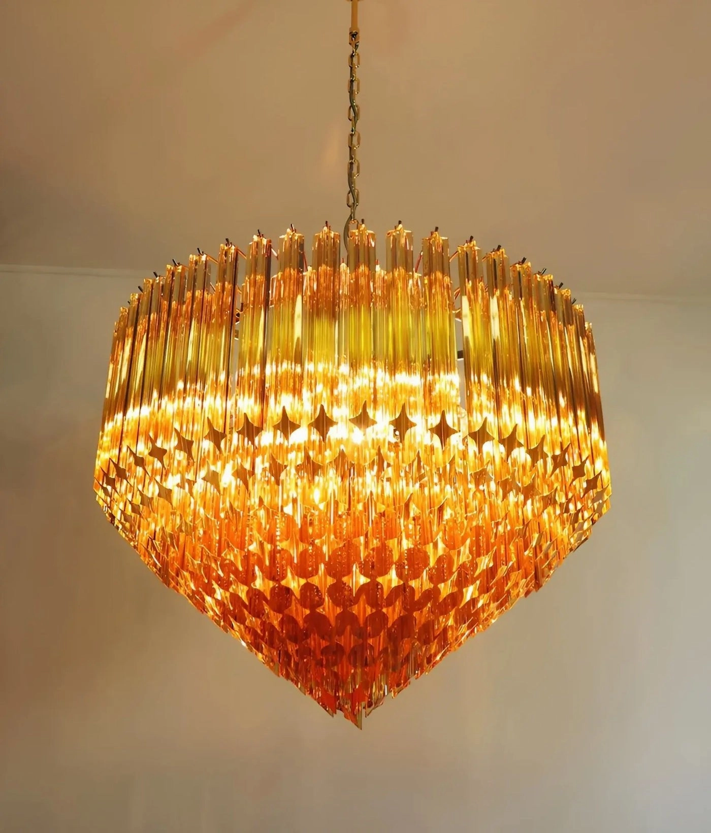 Prism Murano Amber Glass Chandelier