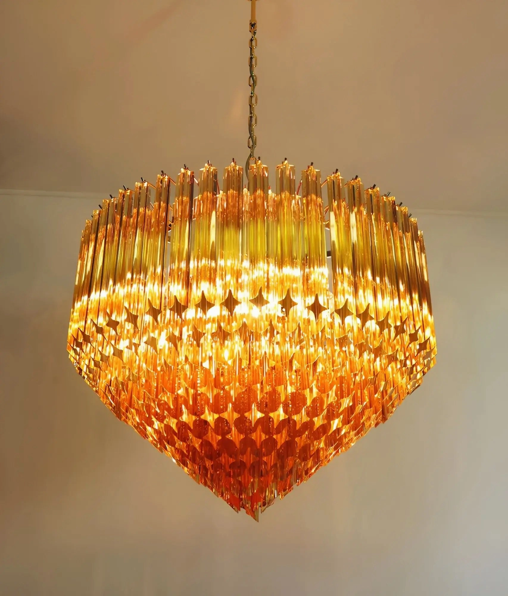Prism Murano Amber Glass Chandelier