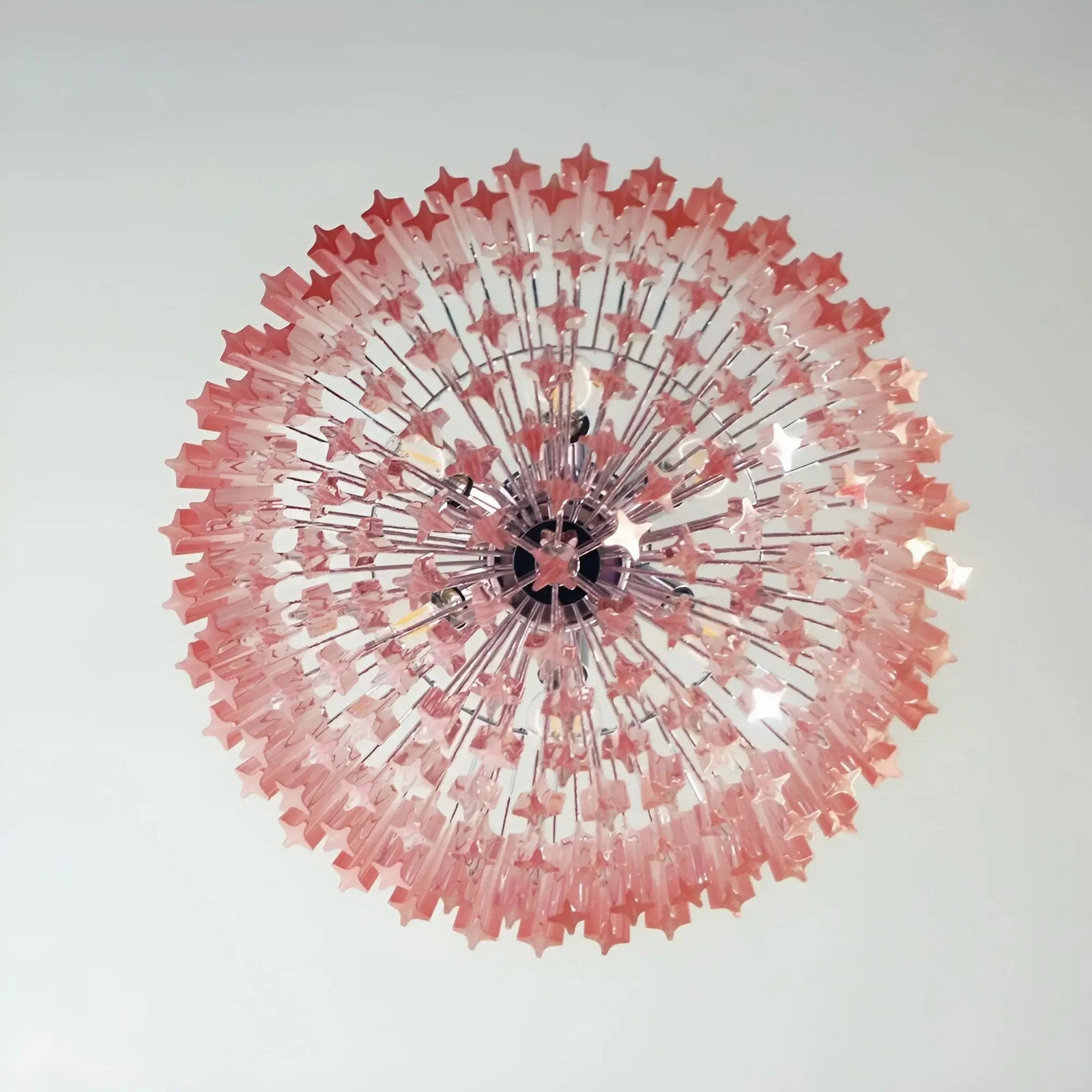 Prism Murano Pink Glass Chandelier