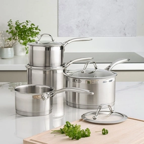 Professional 4 Piece Saucepan set, Stainless Steel curtain fabric, upholstery textile