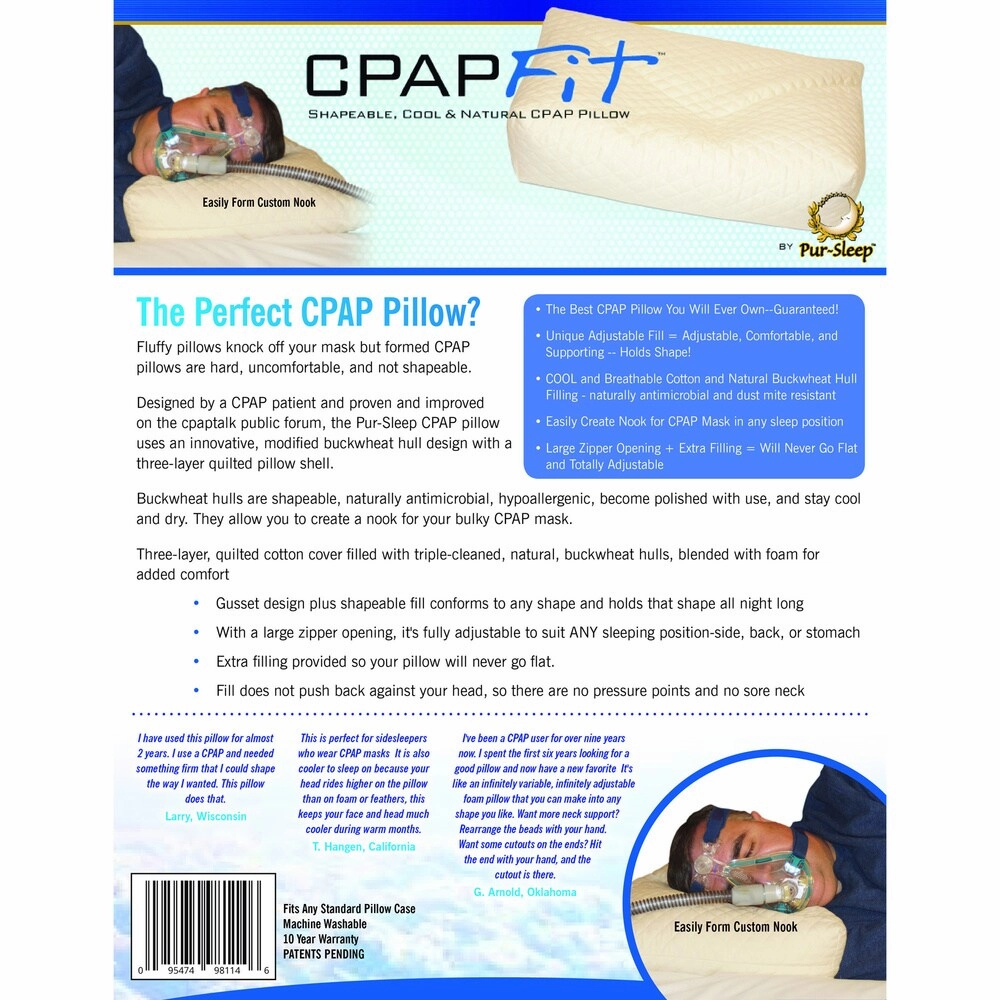 Pur-Sleep Adjustable Sleep Apnea CPAPfit Pillow - Blue
