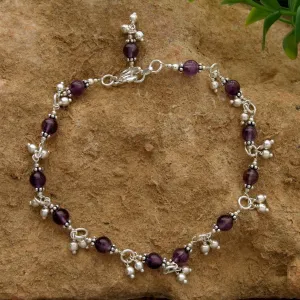 Purple Splendor Silver Amethyst Anklet