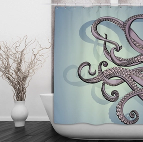 Purple & Teal Octopus Shower Curtains and Optional Bath Mats Lighting,Lamps Fixtures