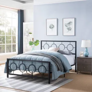 Queen-Size Geometric Platform Bed Frame, Iron, Modern,  Low-Profile - NH585703 throw blanket, decorative pillow