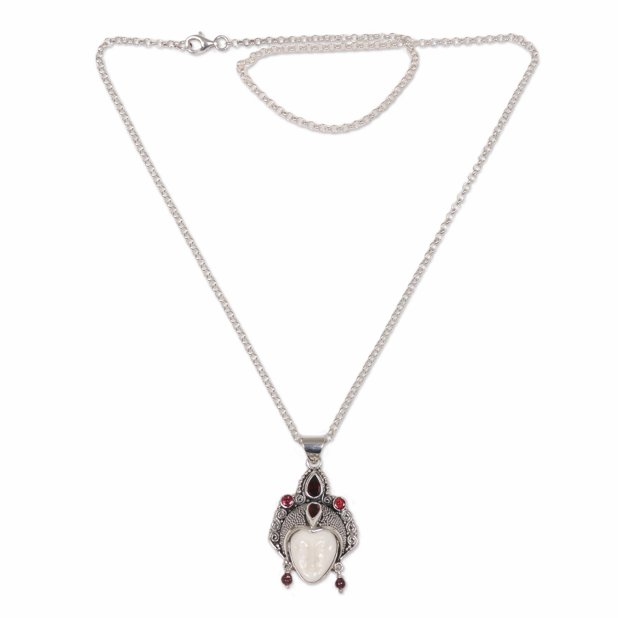 Queen of Sumatra Bone Pendant Necklace