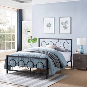 Queen-Size Geometric Platform Bed Frame, Iron, Modern,  Low-Profile - NH585703 throw blanket, decorative pillow