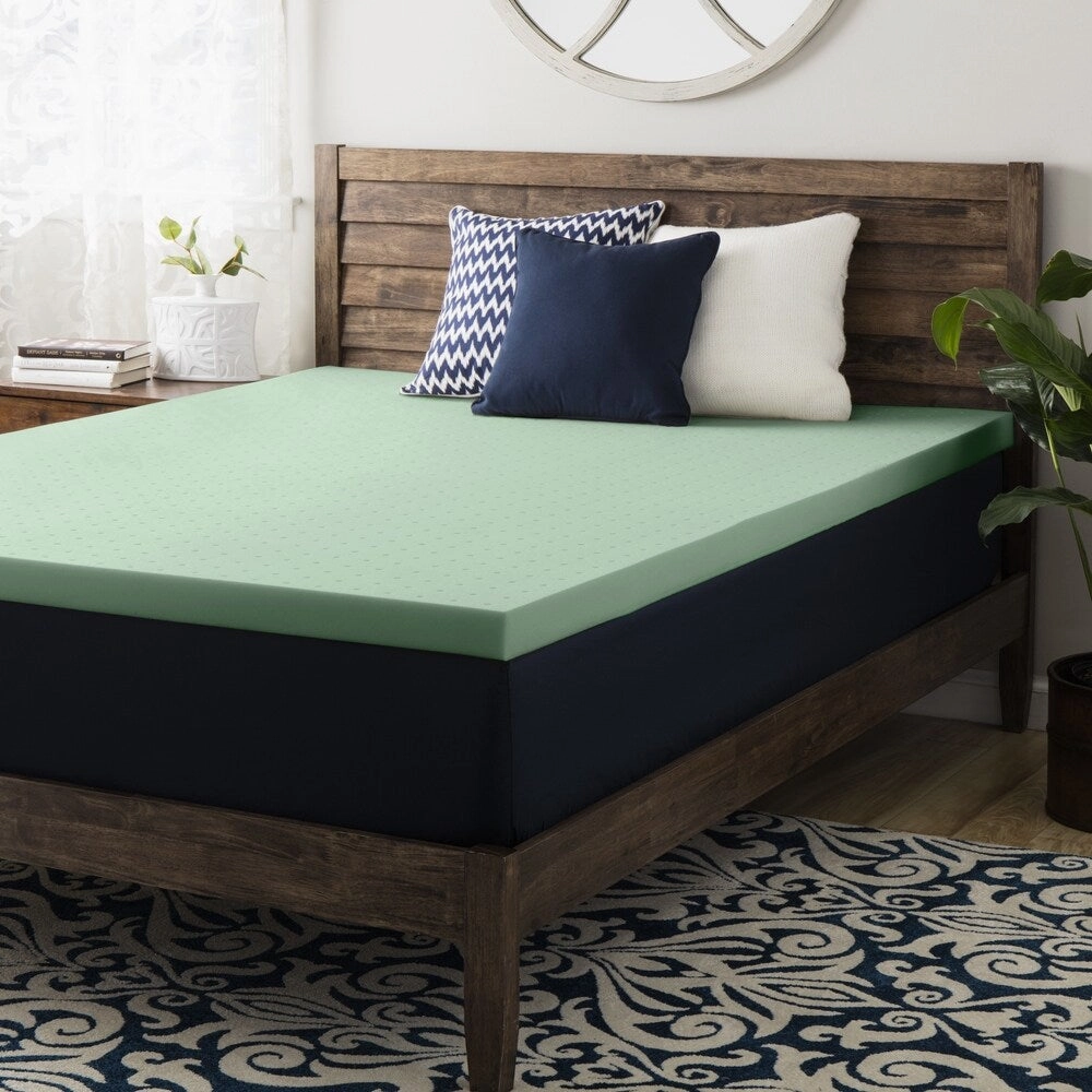 Queen size Mattress Topper 2 inch Green Tea Memory Foam - Crown Comfort mattress pads,mattress topper,bed protection