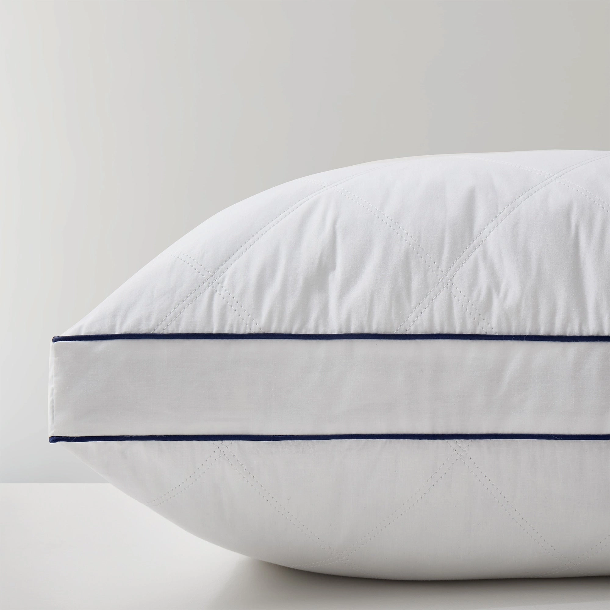 Quilted Cotton Goose Feather Down Pillow, Medium Support Pack of 2 - White