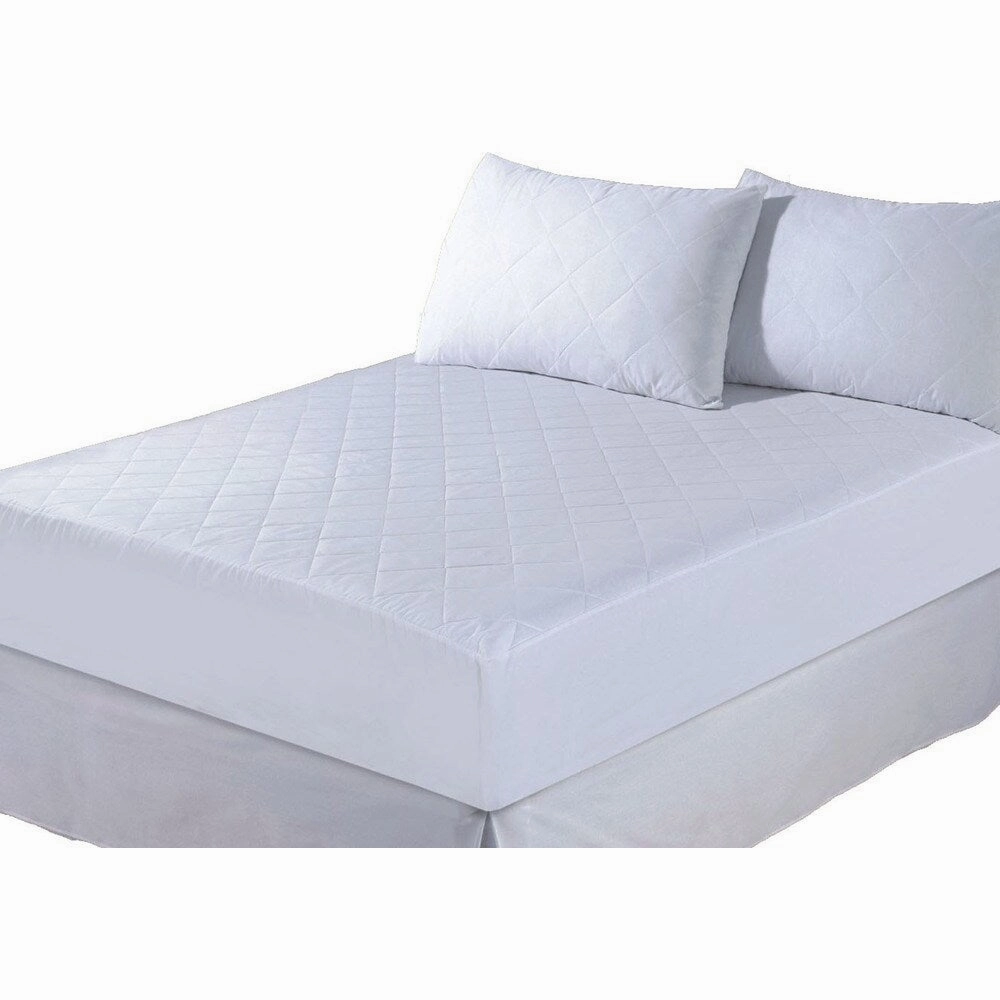 Quilted Cotton Synthetic Mattress Protector - White mattress pads,mattress topper,bed protection