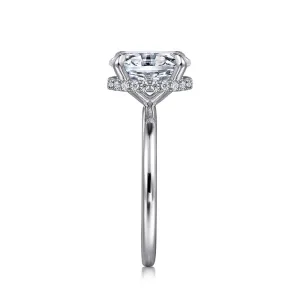 Rainah - 14K White Gold Hidden Halo Oval Diamond Engagement Ring (Setting Only)