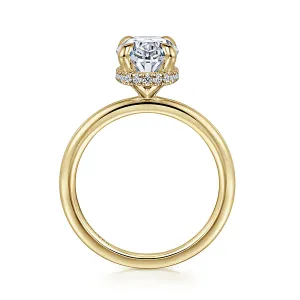 Rainah - 14K White Gold Hidden Halo Oval Diamond Engagement Ring (Setting Only)