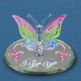 Rainbow Flutter Butterfly I Love You Figurine Decorative Mirror,Home Decor Mirror