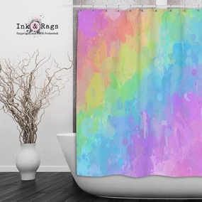 Rainbow Paint Splatter Shower Curtains and Optional Bath Mats Lighting,Lamps Fixtures