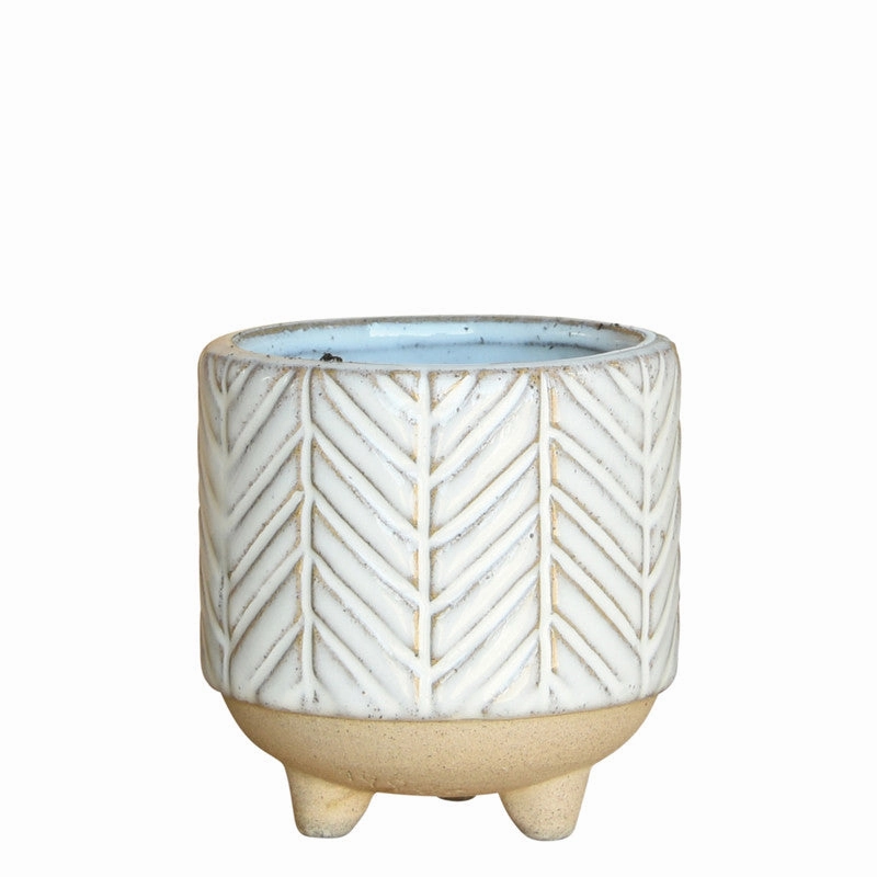 Ramos Chevron Cachepot, Stoneware - 2.5" Vase,Ceramic Vase
