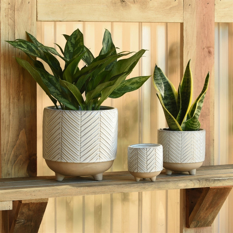 Ramos Chevron Cachepot, Stoneware - 2.5"