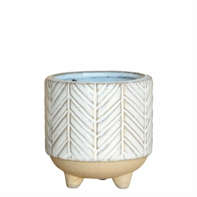 Ramos Chevron Cachepot, Stoneware - 2.5" Vase,Ceramic Vase