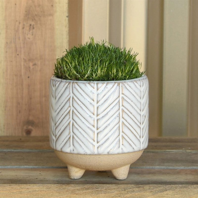 Ramos Chevron Cachepot, Stoneware - 2.5"