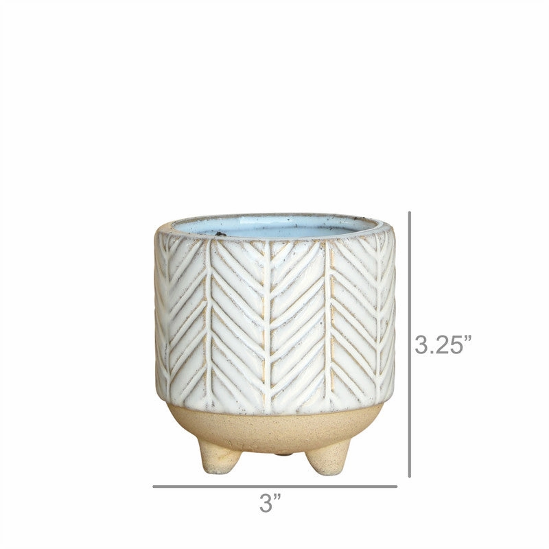 Ramos Chevron Cachepot, Stoneware - 2.5"