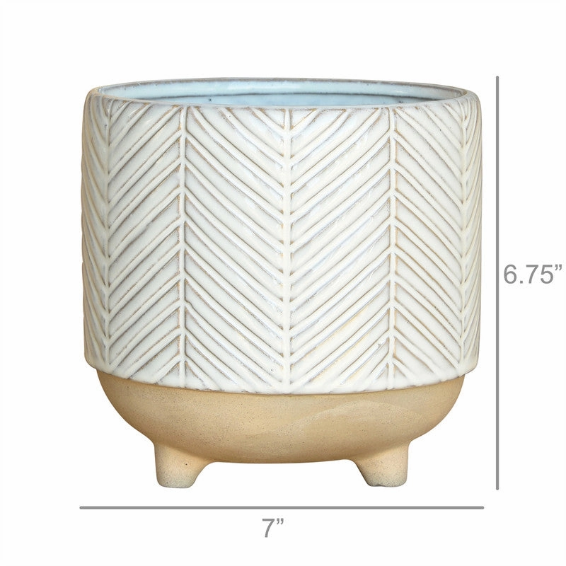 Ramos Chevron Cachepot, Stoneware - 6"