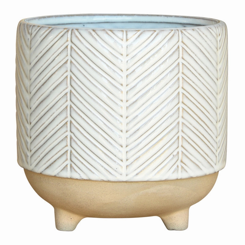 Ramos Chevron Cachepot, Stoneware - 6" Vase,Ceramic Vase