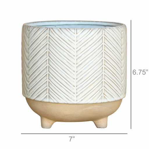 Ramos Chevron Cachepot, Stoneware - 6"