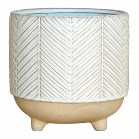 Ramos Chevron Cachepot, Stoneware - 6" Vase,Ceramic Vase