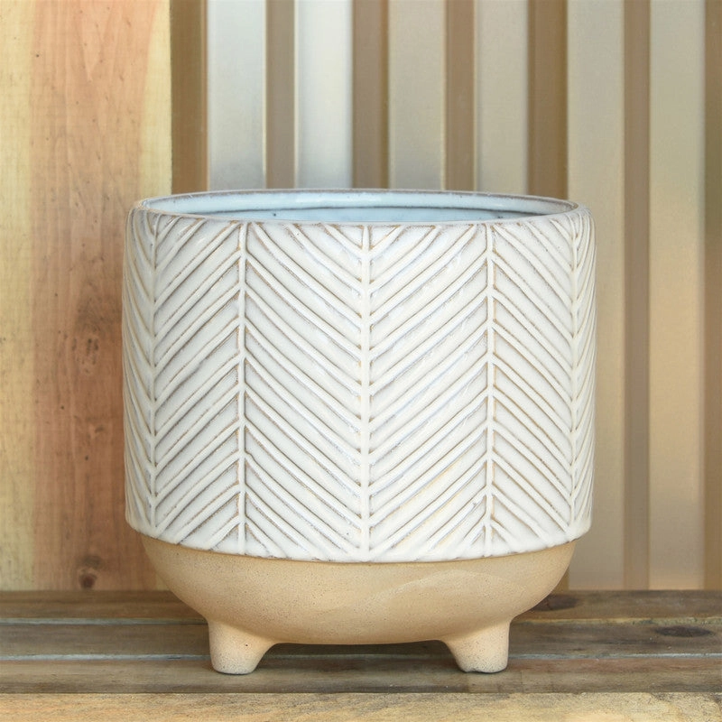 Ramos Chevron Cachepot, Stoneware - 6"