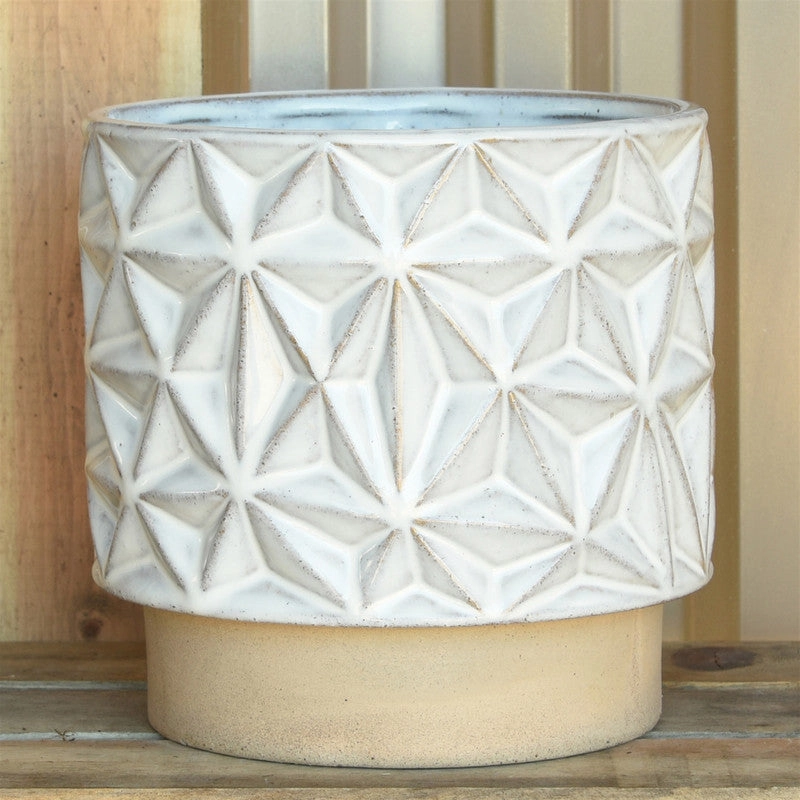 Ramos Geometric Cachepot, Stoneware - 6"