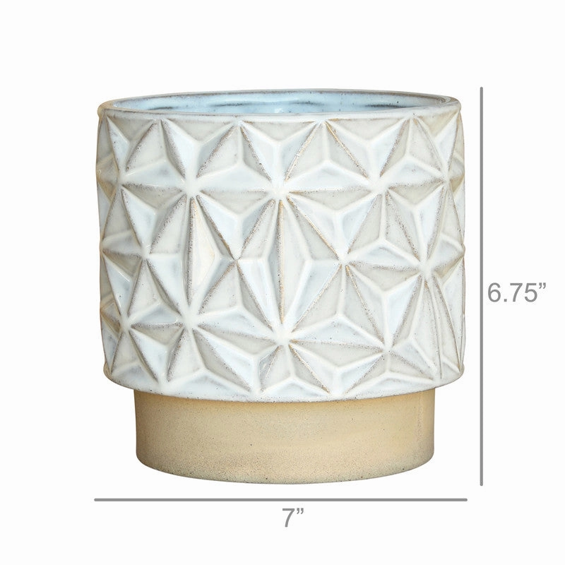 Ramos Geometric Cachepot, Stoneware - 6"