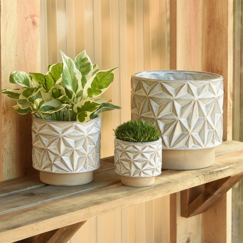 Ramos Geometric Cachepot, Stoneware - 6"