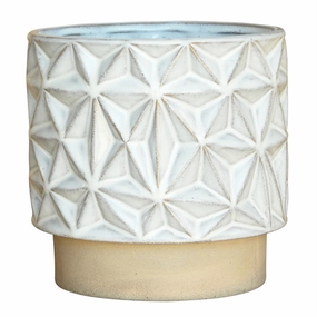 Ramos Geometric Cachepot, Stoneware - 6" Vase,Ceramic Vase