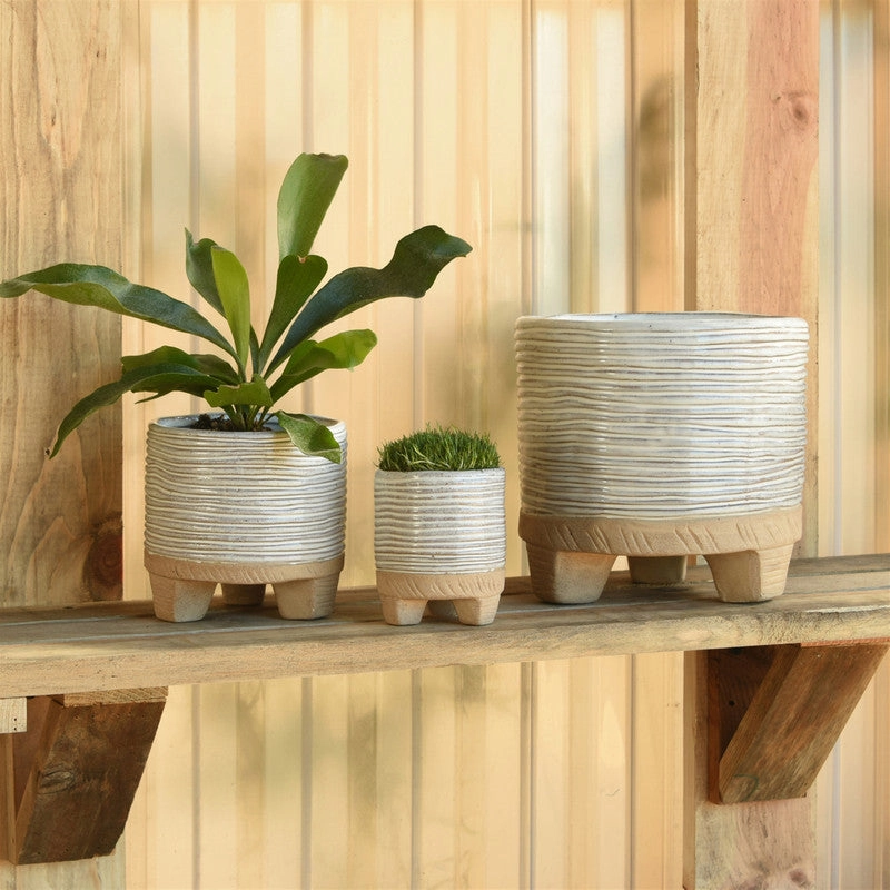 Ramos Horizontal Stripe Cachepot, Stoneware - 2.5"
