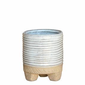 Ramos Horizontal Stripe Cachepot, Stoneware - 2.5" Vase,Ceramic Vase