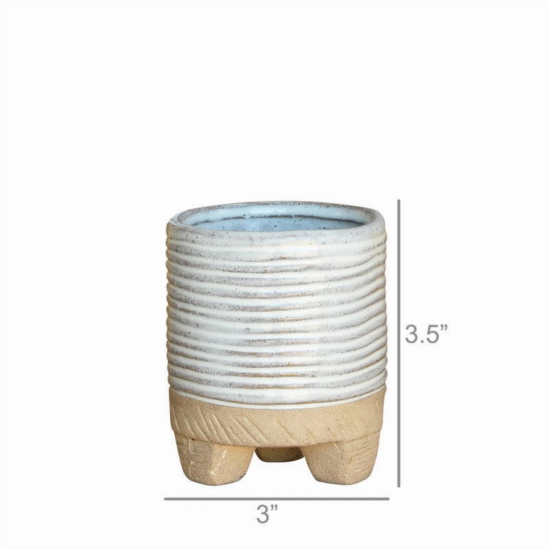 Ramos Horizontal Stripe Cachepot, Stoneware - 2.5"