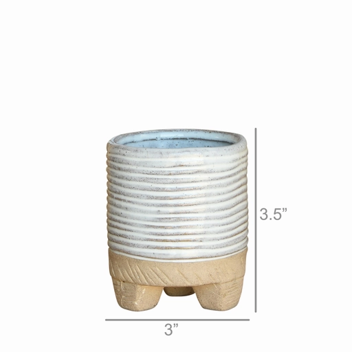 Ramos Horizontal Stripe Cachepot, Stoneware - 2.5"