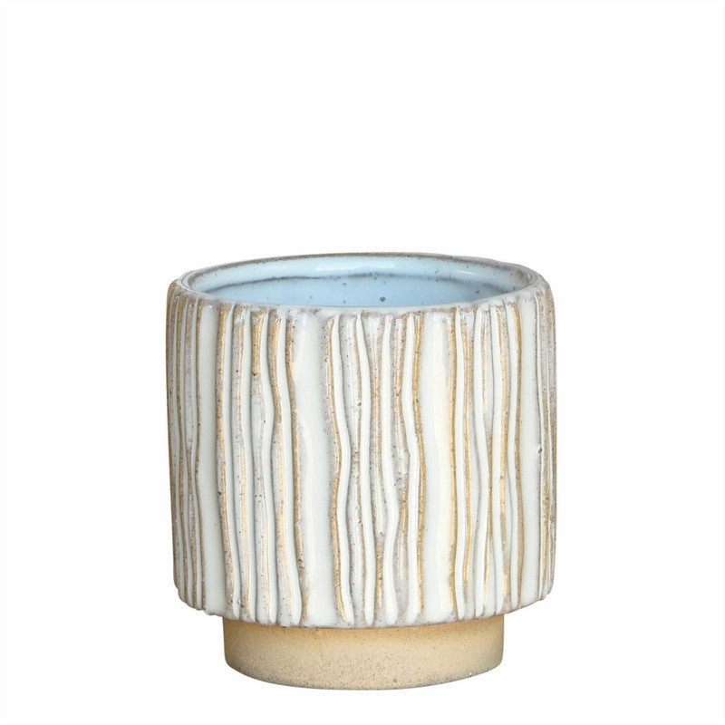Ramos Vertical Stripe Cachepot, Stoneware - 2.5" Vase,Ceramic Vase