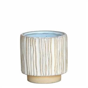 Ramos Vertical Stripe Cachepot, Stoneware - 2.5" Vase,Ceramic Vase