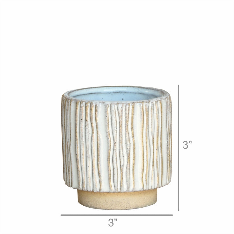 Ramos Vertical Stripe Cachepot, Stoneware - 2.5"