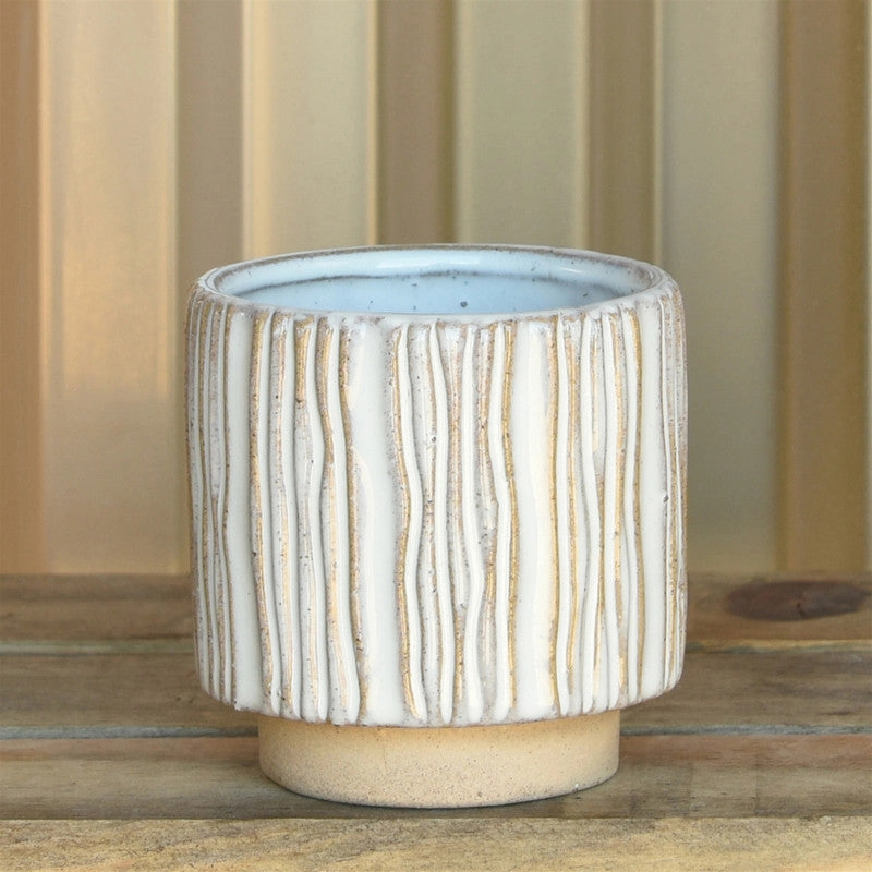 Ramos Vertical Stripe Cachepot, Stoneware - 2.5"