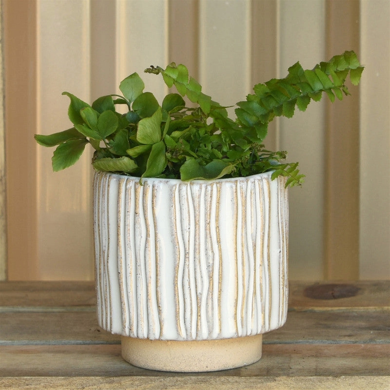 Ramos Vertical Stripe Cachepot, Stoneware - 2.5"
