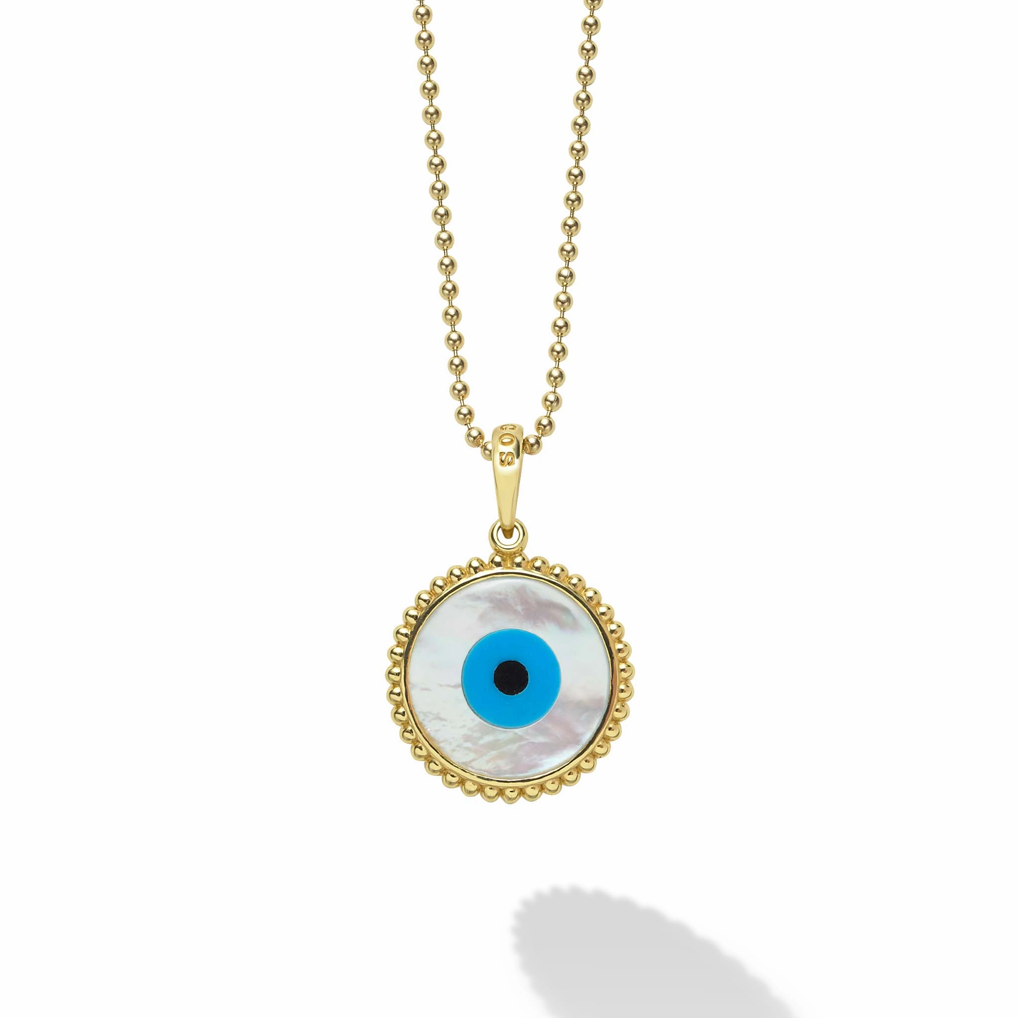 Rare Wonders 18K Gold Mother Of Pearl Evil Eye Pendant Necklace