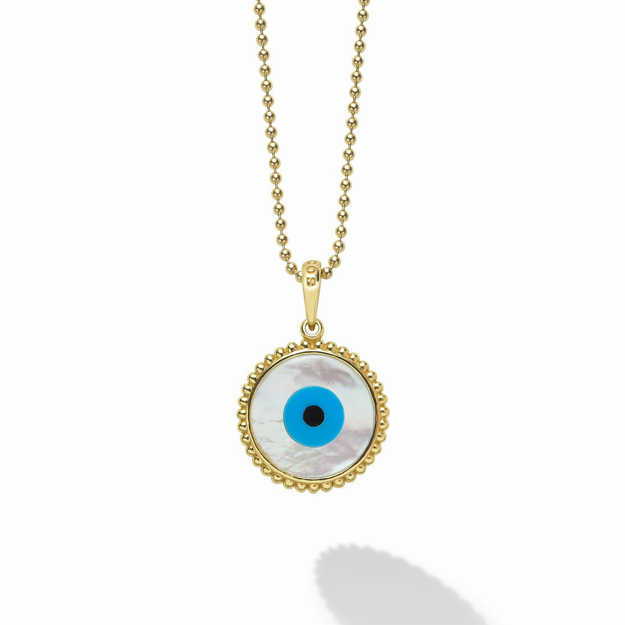 Rare Wonders 18K Gold Mother Of Pearl Evil Eye Pendant Necklace