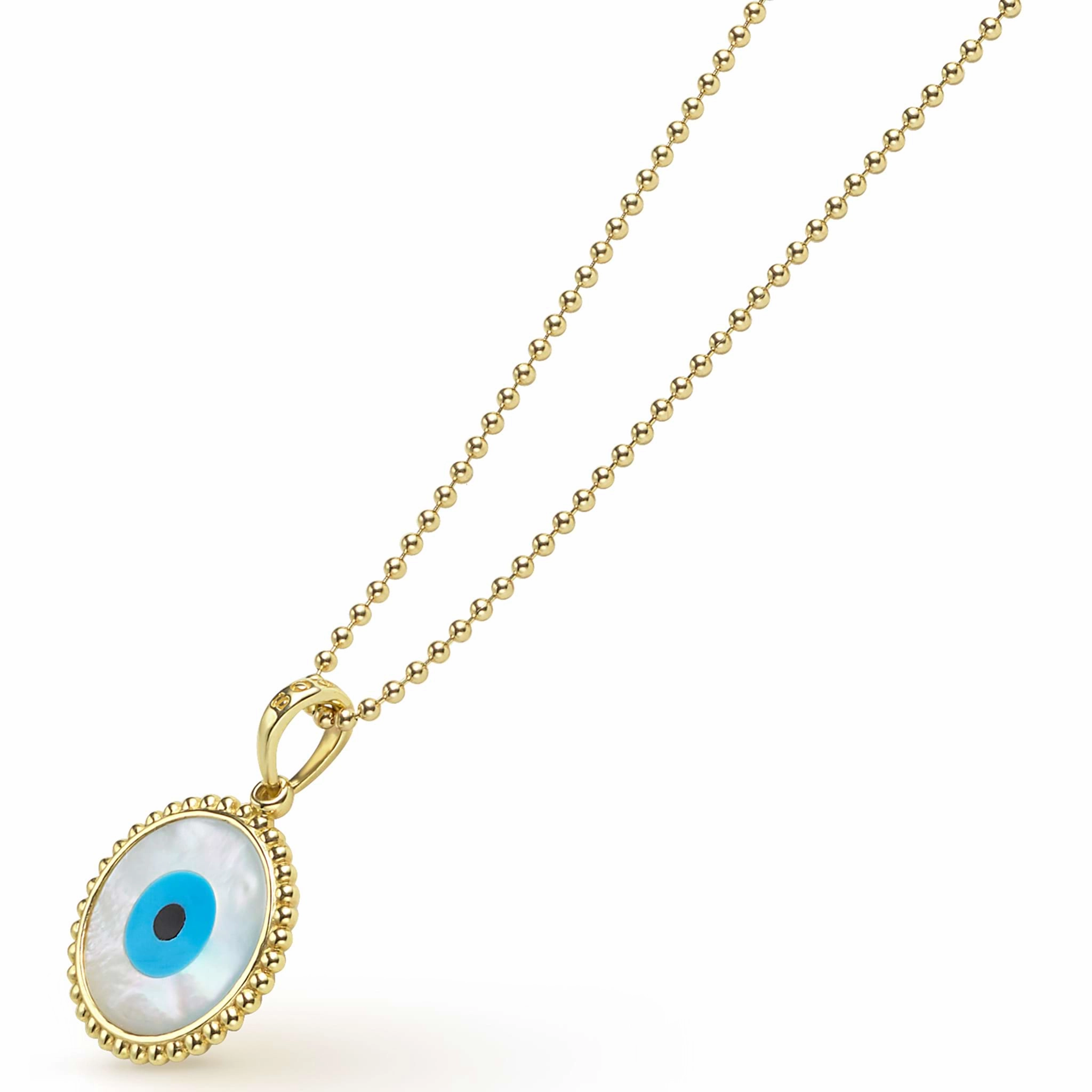 Rare Wonders 18K Gold Mother Of Pearl Evil Eye Pendant Necklace